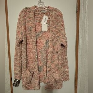 DAVI & DANI Pink and Gray Knit Cardigan